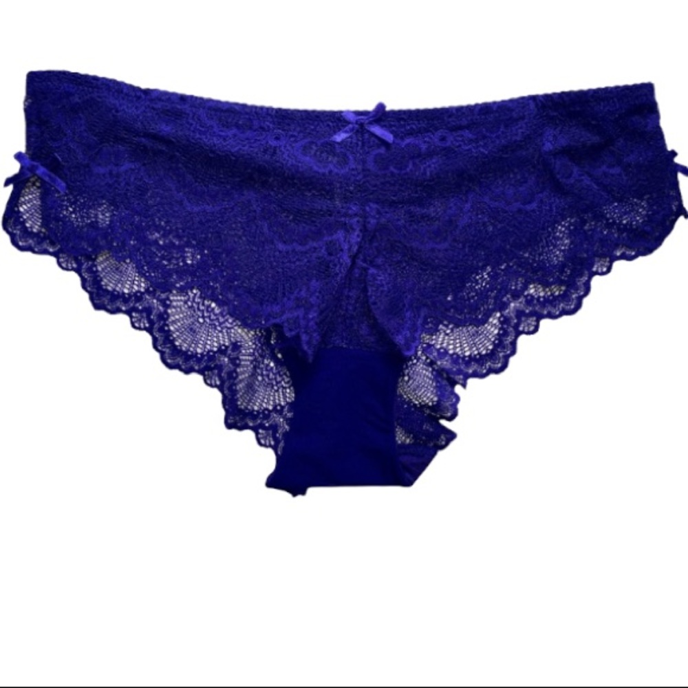 NWT Sam Edelman Silky Santin Purple Lace Scallop Edge Hipster Panty Large